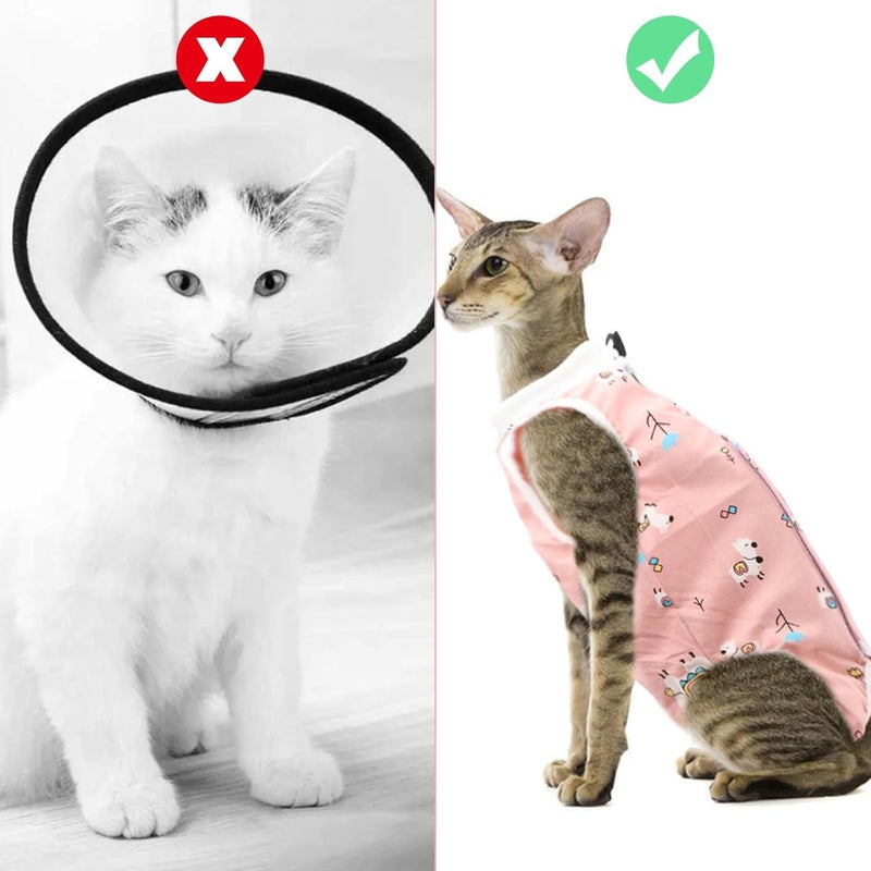 Reshiho 2PCS Cat Recovery Suit - Breathable Cat Surgical Recovery Suit, Onesie for Cats After Surgery Recovery, Alternative Cone of Shame Abdominal Wound Skin Wear Protection (Light Blue+Light Purple, L) - Image 4